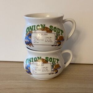 Vintage Onion Soup Recipe Cups Mug - set of 2